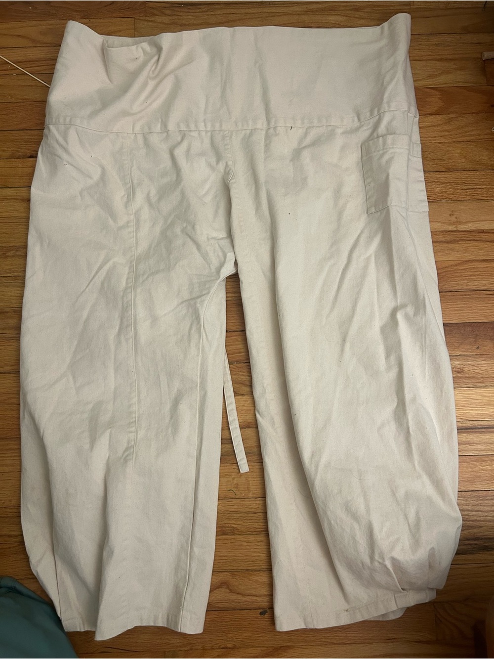 STATE Cream Wide-Leg tie front artist Trousers L-XL